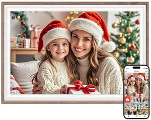 Frameo 10.1" WiFi Digital Picture Frame, Electronic Photo Frames - 32GB | 1280x800 HD IPS Touch Screen, Slideshow, Tabletop/Wall, Send Photos/Videos from Phone, Gifts for Grandparents - Brown & White Frameo 10.1" WiFi Digital Picture Frame, Electronic Photo Frames - 32GB | 1280x800 HD IPS Touch Screen, Slideshow, Tabletop/Wall, Send Photos/Videos from Phone, Gifts for Grandparents - Brown & White