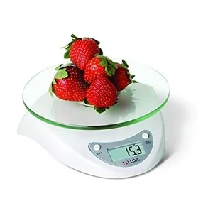 Digital Kitchen Scale with Glass Platform, Tare Button, and Plastic Body Weighs up to 11 Pounds Capacity, White Digital Kitchen Scale with Glass Platform, Tare Button, and Plastic Body Weighs up to 11 Pounds Capacity, White