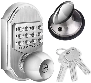 Elemake Keyless Entry Door Knob Lock Deadbolt Keypad Mechanical Stainless Steel (Pass Code + Key, Higher Security) Elemake Keyless Entry Door Knob Lock Deadbolt Keypad Mechanical Stainless Steel (Pass Code + Key, Higher Security)