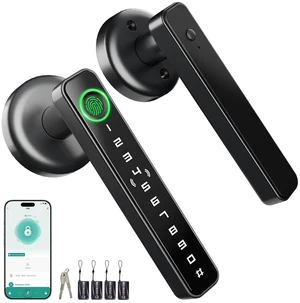 5-in-1 Smart Fingerprint Door Handle Lock with Code,NFC,App Control | Fingerprint Door knob with Keypad, Keyless Entry, Privacy, Auto-Lock, Easy to Install For bedroom, Interior, Front door 5-in-1 Smart Fingerprint Door Handle Lock with Code,NFC,App Control | Fingerprint Door knob with Keypad, Keyless Entry, Privacy, Auto-Lock, Easy to Install For bedroom, Interior, Front door