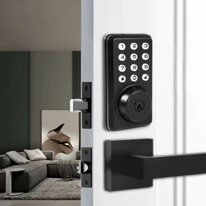 Digital Door Lock with Handle, Keypad Door Lock with Handle Set - Voice-Prompt Guided Smart Lock, Built-in Doorbell for Front Door, Screen Door Handle with Lock Compatible, Matte Black Digital Door Lock with Handle, Keypad Door Lock with Handle Set - Voice-Prompt Guided Smart Lock, Built-in Doorbell for Front Door, Screen Door Handle with Lock Compatible, Matte Black