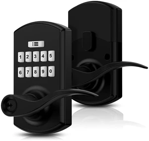 Keypad Door Lock with Handle, Electronic Keyless Entry Door Lock with Code, Smart Locks for Front Door, Easy Passage Mode, Auto Lock, Matte Black Keypad Door Lock with Handle, Electronic Keyless Entry Door Lock with Code, Smart Locks for Front Door, Easy Passage Mode, Auto Lock, Matte Black