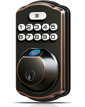 KS02A Fingerprint Door Lock, Keypad Deadbolt, Oil Rubbed Bronze | Keyless Entry, AI Fingerprint, 20 Codes, Auto Lock, Anti-Peeping Code, IP54 Waterproof, Electronic Deadbolt for Front Door KS02A Fingerprint Door Lock, Keypad Deadbolt, Oil Rubbed Bronze | Keyless Entry, AI Fingerprint, 20 Codes, Auto Lock, Anti-Peeping Code, IP54 Waterproof, Electronic Deadbolt for Front Door