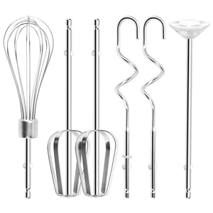 Hand Mixer Beater Attachments for OVENTE 5-Speed HM151 Series Hand Mixer | Including Replacement Beaters, Whisk, Mixing Rod and Dough Hook, Stainless Steel Hand Mixer Accessories, Set of 6 Hand Mixer Beater Attachments for OVENTE 5-Speed HM151 Series Hand Mixer | Including Replacement Beaters, Whisk, Mixing Rod and Dough Hook, Stainless Steel Hand Mixer Accessories, Set of 6