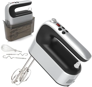 9-Speed Digital Hand Mixer Electric, 400W Powerful DC Motor, Hand Mixer Electric Handheld with Snap-On Storage Case, 5 Stainless Steel Accessories, Beaters, Dough Hooks, Whisk(Silvery Black) 9-Speed Digital Hand Mixer Electric, 400W Powerful DC Motor, Hand Mixer Electric Handheld with Snap-On Storage Case, 5 Stainless Steel Accessories, Beaters, Dough Hooks, Whisk(Silvery Black)