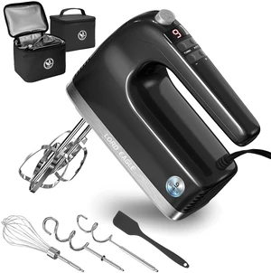 9-Speed Digital Hand Mixer Electric Handheld, 500W DC Motor | Kitchen Mixer for Cake Baking, Lightweight Egg Beaters with Stain-resistant & Waterproof Storage Bag & 6 Accessories, Black 9-Speed Digital Hand Mixer Electric Handheld, 500W DC Motor | Kitchen Mixer for Cake Baking, Lightweight Egg Beaters with Stain-resistant & Waterproof Storage Bag & 6 Accessories, Black