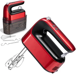 Hand Mixer Electric, 9 Speed 400W Handheld Mixer with Digital, Touch Button, Turbo, Snop-On Storage Case, 5 Stainless Steel Accessories, Hand Mixer Electric Handheld for Cake, Cookie, Egg (Red) Hand Mixer Electric, 9 Speed 400W Handheld Mixer with Digital, Touch Button, Turbo, Snop-On Storage Case, 5 Stainless Steel Accessories, Hand Mixer Electric Handheld for Cake, Cookie, Egg (Red)