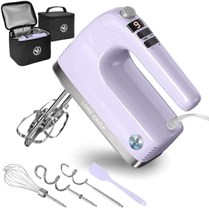 9-Speed Digital Hand Mixer Electric Handheld, 500W DC Motor | Kitchen Mixer for Cake Baking, Lightweight Egg Beaters with Stain-resistant & Waterproof Storage Bag & 6 Accessories, Purple 9-Speed Digital Hand Mixer Electric Handheld, 500W DC Motor | Kitchen Mixer for Cake Baking, Lightweight Egg Beaters with Stain-resistant & Waterproof Storage Bag & 6 Accessories, Purple