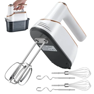 handheld mixer, 5-speed electric turbocharged, white, powerful 400W copper motor, 6 stainless steel accessories, handheld mixer, 5-speed electric turbocharged, white, powerful 400W copper motor, 6 stainless steel accessories,