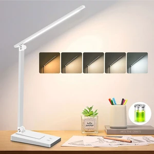 Rechargeable LED Desk Lamp, 5 Color Modes with 5 Brightness | 800LM 2600mAh Reading Table Lamp, Aluminum Bedside Lamp with USB Charging Port for Study Home Office, White Rechargeable LED Desk Lamp, 5 Color Modes with 5 Brightness | 800LM 2600mAh Reading Table Lamp, Aluminum Bedside Lamp with USB Charging Port for Study Home Office, White