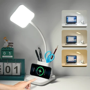 LED Desk Lamp with 10W Wireless Charging & Pen Holder, Snow White | CRI 95, 800LM, Stepless Dimming, 3 Modes, 360°Flexible Arm, Touch, Study Table Lamp for Home Office, Dorm Room, with Adapter LED Desk Lamp with 10W Wireless Charging & Pen Holder, Snow White | CRI 95, 800LM, Stepless Dimming, 3 Modes, 360°Flexible Arm, Touch, Study Table Lamp for Home Office, Dorm Room, with Adapter
