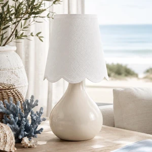12" Beige Ceramic Table Lamp, Small Plug-in Bedside Lamp with Linen Shade, E26 Socket, 6FT Cord & Rocker Switch, Coastal Accent Lamp for Bedroom Nightstand, Living Room, Dorm 12" Beige Ceramic Table Lamp, Small Plug-in Bedside Lamp with Linen Shade, E26 Socket, 6FT Cord & Rocker Switch, Coastal Accent Lamp for Bedroom Nightstand, Living Room, Dorm