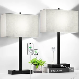 Set of 2 Touch Control Table Lamps with 2 USB & AC Outlet, 3-Way Dimmable Bedside Nightstand Lamps for Bedroom Living Room Nursery, 800 Lumens 5000K Daylight Bulbs Included Set of 2 Touch Control Table Lamps with 2 USB & AC Outlet, 3-Way Dimmable Bedside Nightstand Lamps for Bedroom Living Room Nursery, 800 Lumens 5000K Daylight Bulbs Included