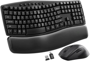 Ergonomic Wireless Keyboard and Mouse Combo, Wave Design, 30dB Ultra Quiet Ergonomic Wireless Keyboard and Mouse Combo, Wave Design, 30dB Ultra Quiet
