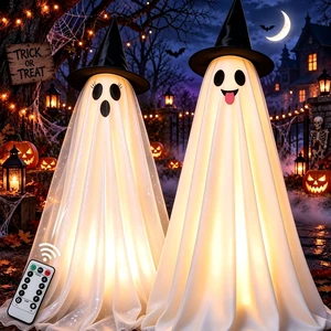 Halloween Decorations Outdoor & Indoor Decor - 2 Pack 59-inch Remote Control Spooky Ghost String Lights with Witch Hats, Halloween Lights for Porch, Yards, Patio, Garden Lawn, Party Halloween Decorations Outdoor & Indoor Decor - 2 Pack 59-inch Remote Control Spooky Ghost String Lights with Witch Hats, Halloween Lights for Porch, Yards, Patio, Garden Lawn, Party