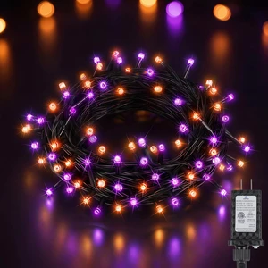 100LED 33FT Halloween String Lights, Orange Purple, 8 Modes, Waterproof | Indoor Use 100LED 33FT Halloween String Lights, Orange Purple, 8 Modes, Waterproof | Indoor Use