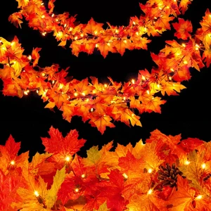 Fall Decorations for Home 9FT Fall Garland with Lights Plug in UL Listed 50 Orange Incandescent Bulbs, Connectable Fall Lights for Indoor Outdoor Halloween Harvest Thanksgivings Holiday Decorations Fall Decorations for Home 9FT Fall Garland with Lights Plug in UL Listed 50 Orange Incandescent Bulbs, Connectable Fall Lights for Indoor Outdoor Halloween Harvest Thanksgivings Holiday Decorations