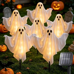 6 Pack Halloween Decoration Outdoor Solar Ghost Lights Warm White | Waterproof Solar Powered Ghost Stake Lights with Poseable Arms for Yard, Garden Pathway, Porch & Haunted House Decor 6 Pack Halloween Decoration Outdoor Solar Ghost Lights Warm White | Waterproof Solar Powered Ghost Stake Lights with Poseable Arms for Yard, Garden Pathway, Porch & Haunted House Decor