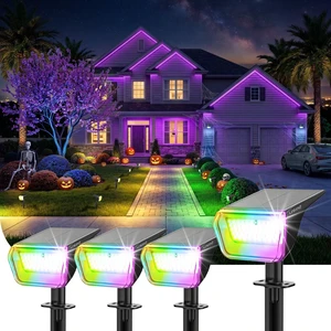 Halloween Solar Spot Lights Outdoor Waterproof Multicolor 4 Pack | Wide Beam, 9 Lighting Modes, 800LM High Brightness, RGB Color Changing, for Holiday Christmas Decor Landscape Yard Garden Halloween Solar Spot Lights Outdoor Waterproof Multicolor 4 Pack | Wide Beam, 9 Lighting Modes, 800LM High Brightness, RGB Color Changing, for Holiday Christmas Decor Landscape Yard Garden