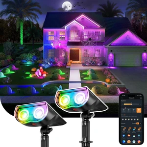Smart Solar Spot Lights Outdoor SL5C, IP67 Halloween Lights Outdoor | RGBTW Color Changing Halloween Decoration, APP/Voice Control Solar Landscape Outdoor Lights for Yard, Garden, Pathway(2 Pack) Smart Solar Spot Lights Outdoor SL5C, IP67 Halloween Lights Outdoor | RGBTW Color Changing Halloween Decoration, APP/Voice Control Solar Landscape Outdoor Lights for Yard, Garden, Pathway(2 Pack)
