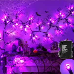9 Ft 66 LED Willow Vine Twig Decor Black Halloween Garland with Purple Lights, Timer 8 Modes Waterproof Battery Operated Indoor Halloween Decorations for Wall Fireplace Mantle Home Office Party Decor 9 Ft 66 LED Willow Vine Twig Decor Black Halloween Garland with Purple Lights, Timer 8 Modes Waterproof Battery Operated Indoor Halloween Decorations for Wall Fireplace Mantle Home Office Party Decor