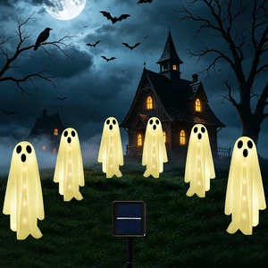 6-Pack Halloween Solar Lights with 8 Lighting Modes - Light Up Ghost Decorations for Outdoor, Scary Ghost Party Gifts, Halloween Ghost Path Lights in Warm White 6-Pack Halloween Solar Lights with 8 Lighting Modes - Light Up Ghost Decorations for Outdoor, Scary Ghost Party Gifts, Halloween Ghost Path Lights in Warm White