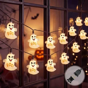8.5FT Halloween Ghost Lights Outdoor, 10 LED Plug in Halloween Lights | Shatterproof and Connectable Ghost String Lights, Light up Ghosts Hanging Lights for Halloween Home Party Decor 8.5FT Halloween Ghost Lights Outdoor, 10 LED Plug in Halloween Lights | Shatterproof and Connectable Ghost String Lights, Light up Ghosts Hanging Lights for Halloween Home Party Decor
