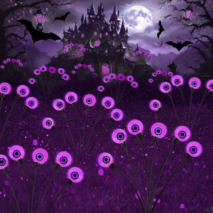 Outdoor Halloween Decorations - Swaying Solar Eyeball Lights, 2PCS 12LED Firefly Lights, 2 Mode Waterproof Path Lights for Yard, Garden, Lawn, and Party Decor (Purple) Outdoor Halloween Decorations - Swaying Solar Eyeball Lights, 2PCS 12LED Firefly Lights, 2 Mode Waterproof Path Lights for Yard, Garden, Lawn, and Party Decor (Purple)
