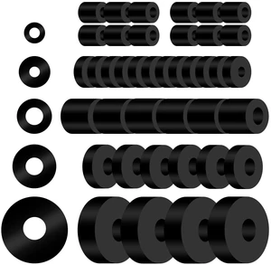 40 Pcs Thick Rubber Spacer 5 Sizes Multi Purpose Black Round Rubber Washers Anti Vibration Isolation Pads Bushings for Home Industrial Machinery Car Bolts Screws 40 Pcs Thick Rubber Spacer 5 Sizes Multi Purpose Black Round Rubber Washers Anti Vibration Isolation Pads Bushings for Home Industrial Machinery Car Bolts Screws