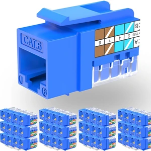 RJ45 Keystone Jack Cat6 10G Support, Cat6 Keystone Jacks UTP 50 Pack for Wall Plate and Patch Panel, Rj45 Keystone 90 Degree Blue Color for Cat 6, Cat5e, Cat5 Cabling RJ45 Keystone Jack Cat6 10G Support, Cat6 Keystone Jacks UTP 50 Pack for Wall Plate and Patch Panel, Rj45 Keystone 90 Degree Blue Color for Cat 6, Cat5e, Cat5 Cabling