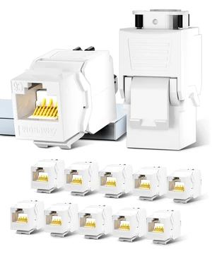 CAT6A UTP RJ45 Keystone Jack 50u Gold Plating Reusable Ethernet Wall Jack with Adjustable Ratchet Lock (No Tool and Zip Tie Required) - White (12-Pack) CAT6A UTP RJ45 Keystone Jack 50u Gold Plating Reusable Ethernet Wall Jack with Adjustable Ratchet Lock (No Tool and Zip Tie Required) - White (12-Pack)