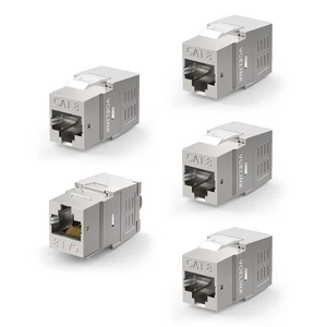 RJ45 Cat8 Shielded Keystone Jack, 40Gbps 180-Degree Easy Toolless Jack | PoE for 22 to 24 AWG Solid or Stranded S/FTP Ethernet Cable, Silver. For High-speed Network. RJ45 Cat8 Shielded Keystone Jack, 40Gbps 180-Degree Easy Toolless Jack | PoE for 22 to 24 AWG Solid or Stranded S/FTP Ethernet Cable, Silver. For High-speed Network.