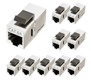 RJ45 Keystone Coupler Shielded, Cat6a Keystone Coupler, 10 Pack | 10Gbps Cat6a Shielded RJ45 Coupler, Female to Female RJ45 Keystone Jack, Ethernet Keystone Jack RJ45 Keystone Coupler Shielded, Cat6a Keystone Coupler, 10 Pack | 10Gbps Cat6a Shielded RJ45 Coupler, Female to Female RJ45 Keystone Jack, Ethernet Keystone Jack