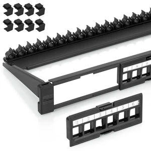 24 Port Keystone Patch Panel (1-Pack) - Removable 6-Port Panels | Use with Slim Profile Keystones ONLY (Wider Jacks May not fit Side by Side) 24 Port Keystone Patch Panel (1-Pack) - Removable 6-Port Panels | Use with Slim Profile Keystones ONLY (Wider Jacks May not fit Side by Side)