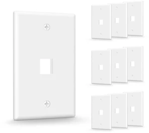 1-Port Keystone Wall Plate (UL Listed), White 10-Pack | UL Listed for Safety, Designed for RJ45/HDMI/Coax Keystone Jack, Low Profile Wall Plate 1-Port Keystone Wall Plate (UL Listed), White 10-Pack | UL Listed for Safety, Designed for RJ45/HDMI/Coax Keystone Jack, Low Profile Wall Plate