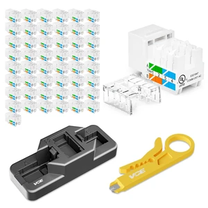 RJ45 Cat6 Keystone Jacks 50-Pack with Punch Down Stand and Stripper | Slim Profile, UL Listed Jacks for superior safety, 90 Degree Punch Down, ideal for Patch Panel and Wall Plate RJ45 Cat6 Keystone Jacks 50-Pack with Punch Down Stand and Stripper | Slim Profile, UL Listed Jacks for superior safety, 90 Degree Punch Down, ideal for Patch Panel and Wall Plate