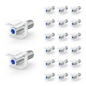Coax Keystone Jack 3GHz F-Type RG6 Female Coaxial Connector 20-Pack | Snaps into Standard Keystone Wall Plates, Patch Panels Coax Keystone Jack 3GHz F-Type RG6 Female Coaxial Connector 20-Pack | Snaps into Standard Keystone Wall Plates, Patch Panels