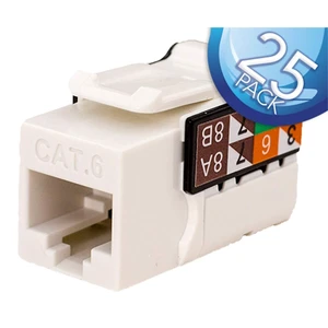 Cat6 Keystone Jack - White - 25 Pack Cat6 Keystone Jack - White - 25 Pack