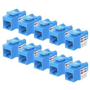 [UL Listed] 10-Pack 10Gbps Cat6 Keystone Jacks, Blue | RJ45 Keystone Jack for Patch Panel and Wall Plate, Ethernet Modular Jack