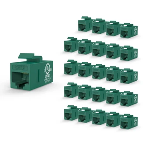 UL Listed CAT6 Keystone Coupler PoE, Green, 25-Pack | UL Listed |10Gbps High Speed | PoE SupportFemale to Female | CAT6/CAT5E/CAT5Ethernet Cable Extender UL Listed CAT6 Keystone Coupler PoE, Green, 25-Pack | UL Listed |10Gbps High Speed | PoE SupportFemale to Female | CAT6/CAT5E/CAT5Ethernet Cable Extender