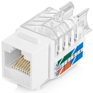 45 Degree RJ45 Cat6 Keystone Jacks Slim Profile 50-Pack White | Compatible with 45° Angled Speed Termination Tool - 45Term (B0BL3GS7ZY) 45 Degree RJ45 Cat6 Keystone Jacks Slim Profile 50-Pack White | Compatible with 45° Angled Speed Termination Tool - 45Term (B0BL3GS7ZY)