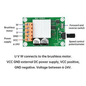 DC 6-24V 200W Speed Motor Controller DC Brushless Motor Controller Board Power Supply DC 6-24V 200W Speed Motor Controller DC Brushless Motor Controller Board Power Supply