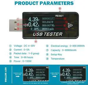 6 in1 USB Voltmeter Ammeter Current Voltage Tester Module LCD Digital Display Power Capacity Tester 6 in1 USB Voltmeter Ammeter Current Voltage Tester Module LCD Digital Display Power Capacity Tester