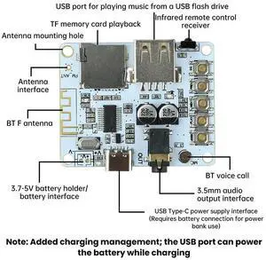 Bluetooth Audio Receiver Board Bluetooth 5.4 Lossless Decoder Board Type- C Interface Bluetooth Audio Receiver Board Bluetooth 5.4 Lossless Decoder Board Type- C Interface