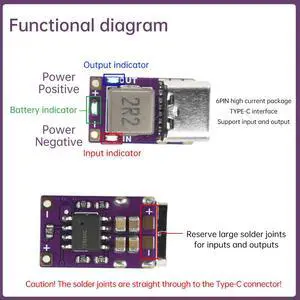 DC 5V 2.4A Charge/Discharge Module 3.7V 4.2V Li-ion Module Type-C Interface For DIY Charger Power Supply DC 5V 2.4A Charge/Discharge Module 3.7V 4.2V Li-ion Module Type-C Interface For DIY Charger Power Supply