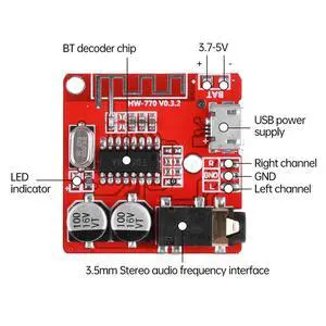 3W Bluetooth-compatible Audio Receiver Board Bluetooth 4.1 5.0 MP3 Lossless Decoder Board Stereo Music Module VHM-314 3W Bluetooth-compatible Audio Receiver Board Bluetooth 4.1 5.0 MP3 Lossless Decoder Board Stereo Music Module VHM-314