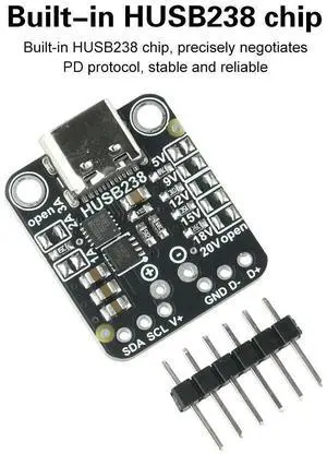 HUSB238 PD Decoy Trigger Module 5V/9V/12V/15V/18V/20V Adjustment IIC Controller Type-c Interface HUSB238 PD Decoy Trigger Module 5V/9V/12V/15V/18V/20V Adjustment IIC Controller Type-c Interface