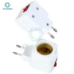 1 Pcs E27 LED Light Lamp Bulbs Socket Base Holder EU Plug Adapter ON/OFF Switch White 1 Pcs E27 LED Light Lamp Bulbs Socket Base Holder EU Plug Adapter ON/OFF Switch White