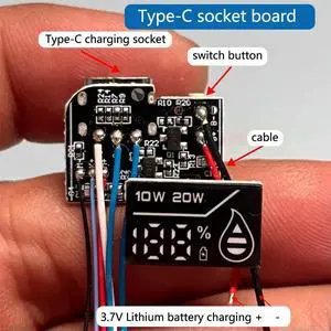 Type-C soecket module with LED display mini 3.7V Lithium charging voltage protect board Type-C soecket module with LED display mini 3.7V Lithium charging voltage protect board