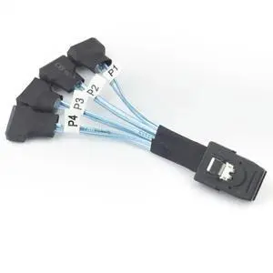 Mini SAS SFF-8087 To 4X SATA Male 3.0 SSD High Speed Data Transfer Cable 1 To 4 0.3m Mini SAS SFF-8087 To 4X SATA Male 3.0 SSD High Speed Data Transfer Cable 1 To 4 0.3m